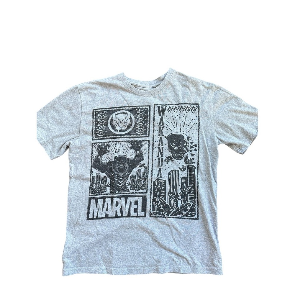 Marvel Black Panther Wakanda T-Shirt Boys Size M Gray Excellent Graphic Tee
